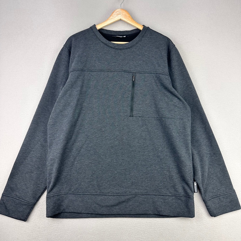 Outdoor Research Emersion Fleece‎ Sweatshirt Mens Large Charcoal Zip Pocket Crew